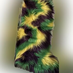 MARDI GRAS MAMBO BOOTS - Purple, Gold and Green - Size 8 - Over The Knee - 50 CM